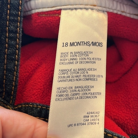 Oshkosh B’gosh-18 months-darker wash blue-carpenter,lined, bib overalls. - Picture 12 of 12